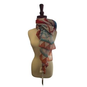 Printed Village Scarf Red White and Blue